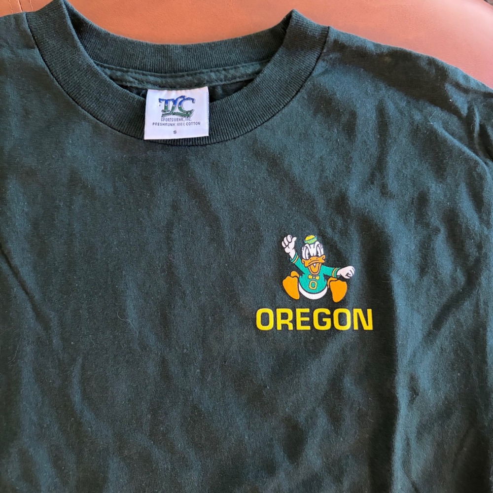 Vintage University of Oregon Ducks T-Shirt Small Dark Green Donald Duck Mascot
